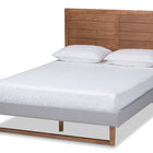 Baxton Studio Claudia Rustic Modern Light Grey Fabric Upholstered and Walnut Brown Finished Wood Full Size Platform Bed