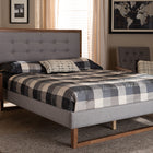 Baxton Studio Livinia Modern Transitional Light Grey Fabric Upholstered and Ash Walnut Brown Finished Wood Queen Size Platform Bed