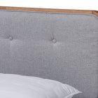 Baxton Studio Sofia Mid-Century Modern Light Grey Fabric Upholstered and Ash Walnut Finished Wood Queen Size Platform Bed