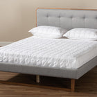 Baxton Studio Sofia Mid-Century Modern Light Grey Fabric Upholstered and Ash Walnut Finished Wood Queen Size Platform Bed