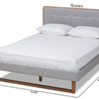 Baxton Studio Sofia Mid-Century Modern Light Grey Fabric Upholstered and Ash Walnut Finished Wood Queen Size Platform Bed