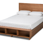 Baxton Studio Tamsin Modern Transitional Ash Walnut Brown Finished Wood Queen Size 4-Drawer Platform Storage Bed with Built-In Shelves