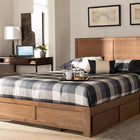 Baxton Studio Aras Modern and Contemporary Transitional Ash Walnut Brown Finished Wood Queen Size 3-Drawer Platform Storage Bed