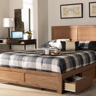 Baxton Studio Aras Modern and Contemporary Transitional Ash Walnut Brown Finished Wood Queen Size 3-Drawer Platform Storage Bed
