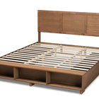 Baxton Studio Tamsin Modern Transitional Ash Walnut Brown Finished Wood King Size 4-Drawer Platform Storage Bed with Built-In Shelves