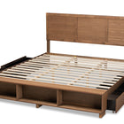 Baxton Studio Tamsin Modern Transitional Ash Walnut Brown Finished Wood King Size 4-Drawer Platform Storage Bed with Built-In Shelves