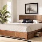 Baxton Studio Aras Modern and Contemporary Transitional Ash Walnut Brown Finished Wood King Size 3-Drawer Platform Storage Bed