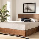 Baxton Studio Aras Modern and Contemporary Transitional Ash Walnut Brown Finished Wood King Size 3-Drawer Platform Storage Bed