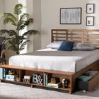 Baxton Studio Milana Modern Transitional Ash Walnut Brown Finished Wood 4-Drawer Full Size Platform Storage Bed