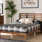 Baxton Studio Lucine Mid-Century Modern Ash Walnut Finished Wood King Size Platform Bed