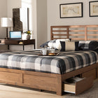 Baxton Studio Piera Modern and Contemporary Transitional Ash Walnut Brown Finished Wood Queen Size 3-Drawer Platform Storage Bed
