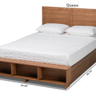 Baxton Studio Alba Modern Transitional Ash Walnut Brown Finished Wood Queen Size 4-Drawer Platform Storage Bed with Built-In Shelves