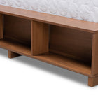 Baxton Studio Alba Modern Transitional Ash Walnut Brown Finished Wood Queen Size 4-Drawer Platform Storage Bed with Built-In Shelves