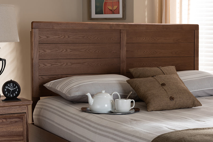 Baxton Studio Seren Mid-Century Modern Walnut Brown Finished Wood Full Size Headboard