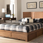 Baxton Studio Lisa Modern and Contemporary Transitional Ash Walnut Brown Finished Wood Queen Size 3-Drawer Platform Storage Bed
