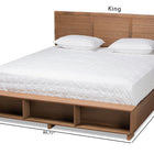 Baxton Studio Alba Modern Transitional Ash Walnut Brown Finished Wood King Size 4-Drawer Platform Storage Bed with Built-In Shelves