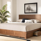 Baxton Studio Lisa Modern and Contemporary Transitional Ash Walnut Brown Finished Wood King Size 3-Drawer Platform Storage Bed