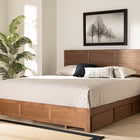 Baxton Studio Lisa Modern and Contemporary Transitional Ash Walnut Brown Finished Wood King Size 3-Drawer Platform Storage Bed