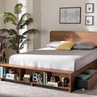 Baxton Studio Vita Modern Transitional Ash Walnut Brown Finished Wood 4-Drawer Queen Size Platform Storage Bed