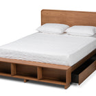 Baxton Studio Vita Modern Transitional Ash Walnut Brown Finished Wood 4-Drawer Queen Size Platform Storage Bed