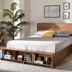 Baxton Studio Vita Modern Transitional Ash Walnut Brown Finished Wood 4-Drawer King Size Platform Storage Bed
