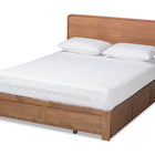 Baxton Studio Eleni Modern and Contemporary Transitional Dark Grey Fabric Upholstered and Ash Walnut Brown Finished Wood Queen Size 3-Drawer Platform Storage Bed