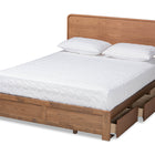 Baxton Studio Eleni Modern and Contemporary Transitional Dark Grey Fabric Upholstered and Ash Walnut Brown Finished Wood King Size 3-Drawer Platform Storage Bed