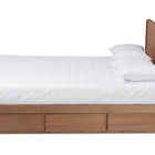 Baxton Studio Eleni Modern and Contemporary Transitional Dark Grey Fabric Upholstered and Ash Walnut Brown Finished Wood Queen Size 3-Drawer Platform Storage Bed