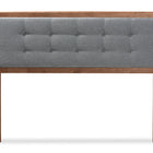 Baxton Studio Sarine Mid-Century Modern Dark Grey Fabric Upholstered Walnut Brown Finished Wood Full Size Headboard