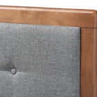 Baxton Studio Sarine Mid-Century Modern Dark Grey Fabric Upholstered Walnut Brown Finished Wood King Size Headboard