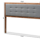 Baxton Studio Sarine Mid-Century Modern Dark Grey Fabric Upholstered Walnut Brown Finished Wood King Size Headboard