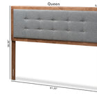 Baxton Studio Sarine Mid-Century Modern Dark Grey Fabric Upholstered Walnut Brown Finished Wood Queen Size Headboard