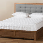 Baxton Studio Lene Modern and Contemporary Transitional Dark Grey Fabric Upholstered and Ash Walnut Brown Finished Wood Queen Size 3-Drawer Platform Storage Bed
