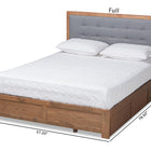 Baxton Studio Lene Modern and Contemporary Transitional Dark Grey Fabric Upholstered and Ash Walnut Brown Finished Wood Full Size 3-Drawer Platform Storage Bed