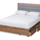 Baxton Studio Lene Modern and Contemporary Transitional Dark Grey Fabric Upholstered and Ash Walnut Brown Finished Wood Queen Size 3-Drawer Platform Storage Bed