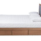 Baxton Studio Lene Modern and Contemporary Transitional Dark Grey Fabric Upholstered and Ash Walnut Brown Finished Wood Full Size 3-Drawer Platform Storage Bed