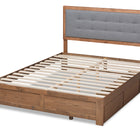 Baxton Studio Lene Modern and Contemporary Transitional Dark Grey Fabric Upholstered and Ash Walnut Brown Finished Wood Queen Size 3-Drawer Platform Storage Bed