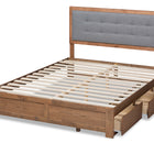 Baxton Studio Lene Modern and Contemporary Transitional Dark Grey Fabric Upholstered and Ash Walnut Brown Finished Wood Queen Size 3-Drawer Platform Storage Bed