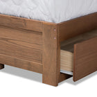 Baxton Studio Lene Modern and Contemporary Transitional Dark Grey Fabric Upholstered and Ash Walnut Brown Finished Wood Full Size 3-Drawer Platform Storage Bed