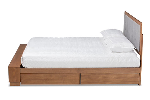 Baxton Studio Cosma Modern Transitional Ash Walnut Brown Finished Wood 4-Drawer Queen Size Platform Storage Bed