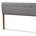Baxton Studio Palina Mid-Century Modern Dark Grey Fabric Upholstered Walnut Brown Finished Wood Full Size Headboard