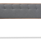 Baxton Studio Palina Mid-Century Modern Dark Grey Fabric Upholstered Walnut Brown Finished Wood Full Size Headboard