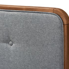 Baxton Studio Palina Mid-Century Modern Dark Grey Fabric Upholstered Walnut Brown Finished Wood Full Size Headboard
