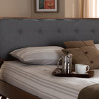 Baxton Studio Palina Mid-Century Modern Dark Grey Fabric Upholstered Walnut Brown Finished Wood Full Size Headboard