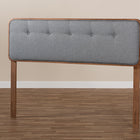 Baxton Studio Palina Mid-Century Modern Dark Grey Fabric Upholstered Walnut Brown Finished Wood Queen Size Headboard