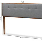 Baxton Studio Palina Mid-Century Modern Dark Grey Fabric Upholstered Walnut Brown Finished Wood Queen Size Headboard