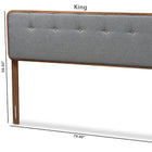 Baxton Studio Palina Mid-Century Modern Dark Grey Fabric Upholstered Walnut Brown Finished Wood Full Size Headboard