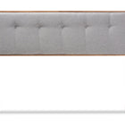 Baxton Studio Palina Mid-Century Modern Light Grey Fabric Upholstered Walnut Brown Finished Wood Queen Size Headboard