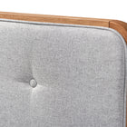 Baxton Studio Palina Mid-Century Modern Light Grey Fabric Upholstered Walnut Brown Finished Wood Queen Size Headboard