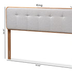 Baxton Studio Palina Mid-Century Modern Light Grey Fabric Upholstered Walnut Brown Finished Wood Queen Size Headboard